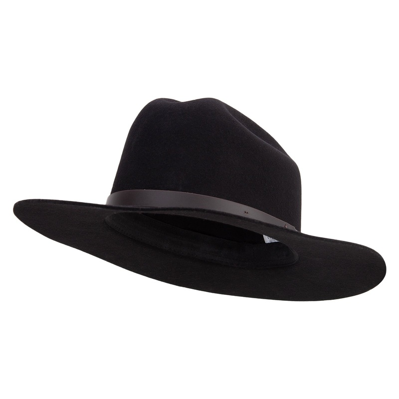 Women’s Flat Brim Cowboy Hat Black One Size