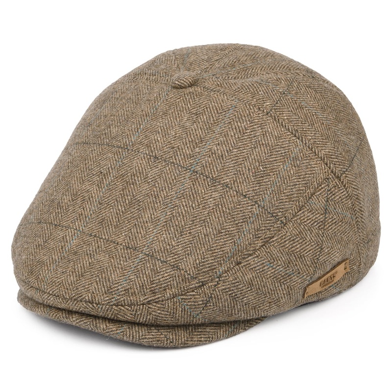 Barts Hats Surr Windowpane Herringbone Flat Cap – Light Brown M