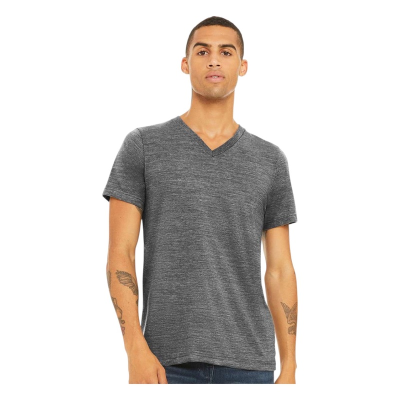 BELLA+CANVAS 3655 Unisex Textured Jersey V-Neck Tee Solid Black Slub XS