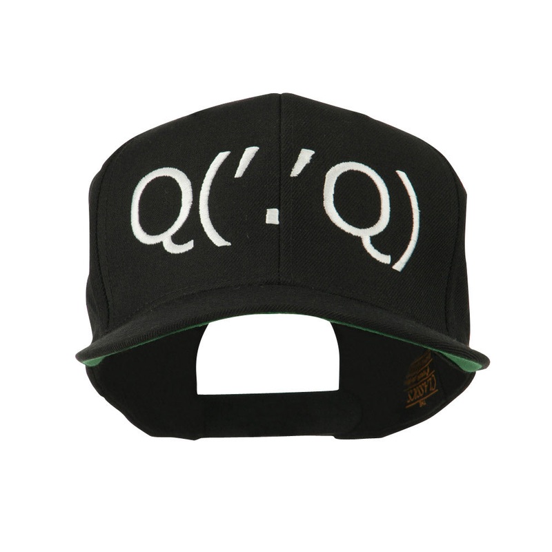 Boxing Face Emoticon Embroidered Snapback Cap Black One Size