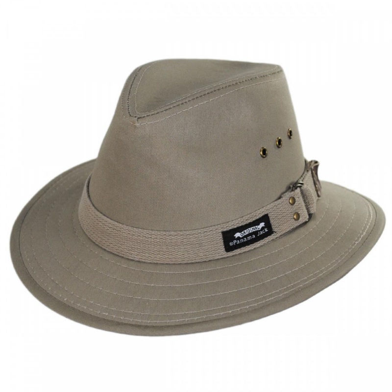 Cotton Canvas Safari Fedora Hat NATURAL S
