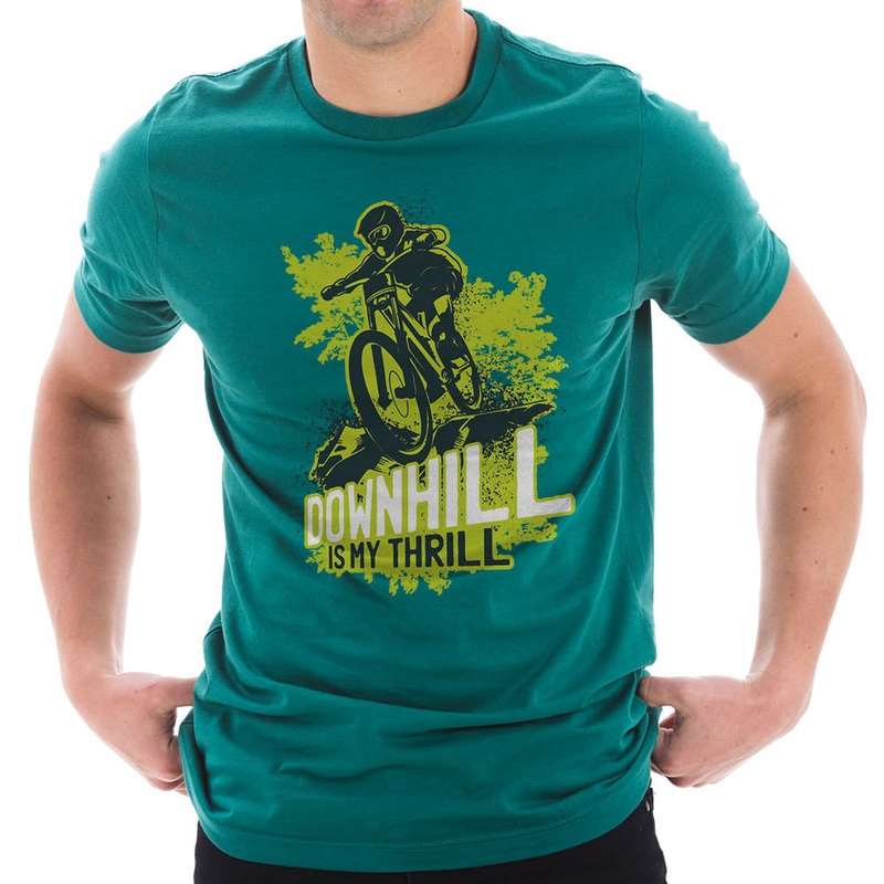 Downhill Is My Thrill Graphic Design Deluxe Jersey T-Shirt Teal XS