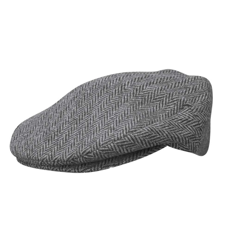 Duke Herringbone Wool Blend Ivy Cap – Scala Hats Grey Medium