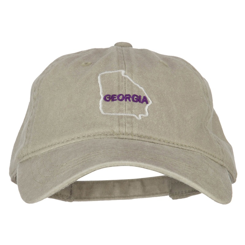 Georgia with Map Outline Embroidered Washed Cotton Twill Cap Stone One Size