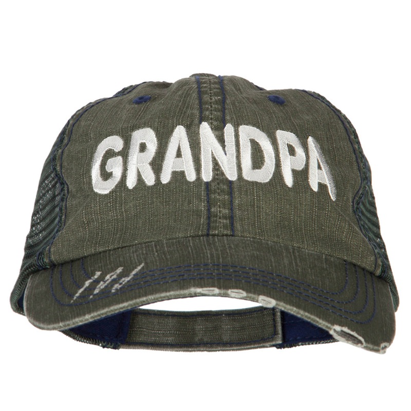 Grandpa Embroidered Low Profile Mesh Cap Green One Size