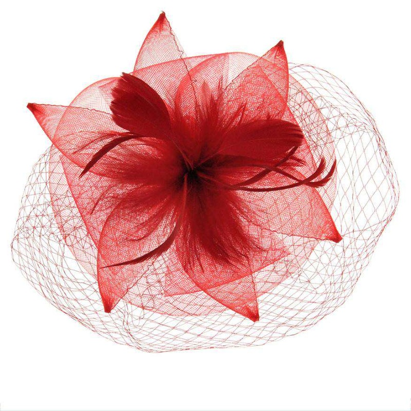 Mesh Petal Fascinator Red