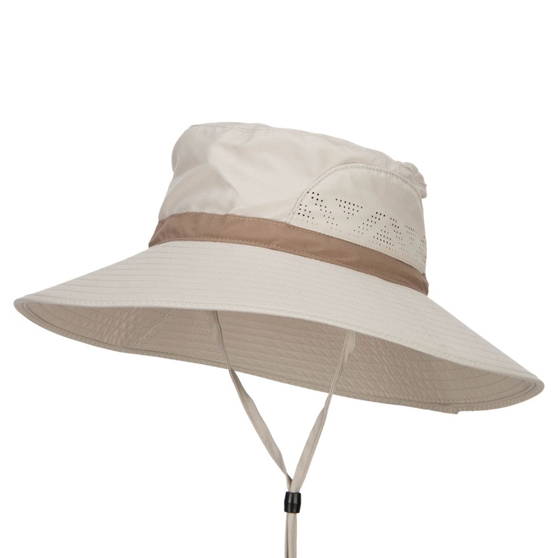 Microfiber UV Sun Brim Hat Beige One Size