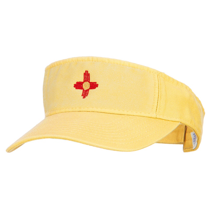 New Mexico Flag Logo Embroidered Pro Style Cotton Washed Visor Stone One Size