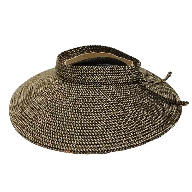 Open Crown Sun Visor Hat – Milani Hats Black tweed M/L