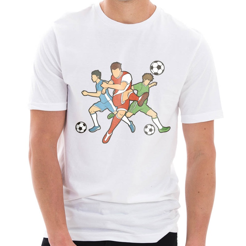 Soccer Action Graphic Design Deluxe Jersey T-Shirt White XS