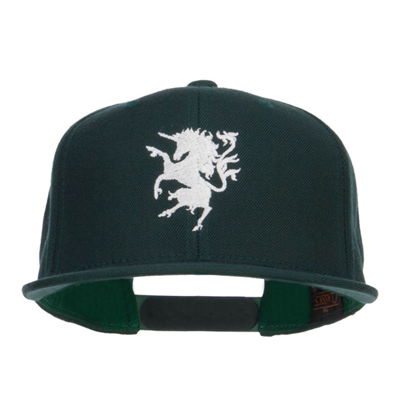 Unicorn Emblem Embroidered Snapback Cap Spruce One Size