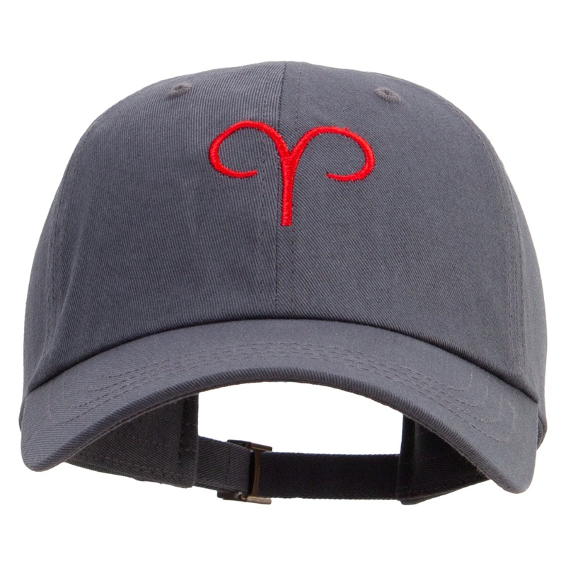 Aries Astrology Embroidered Dad Style Unstructured Low Profile 6 panel Cotton Cap Dk Grey One Size