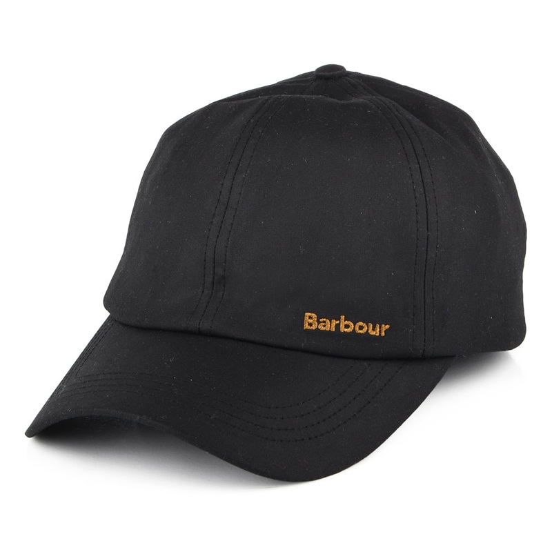 Barbour Hats Belsay Waxed Cotton Baseball Cap – Black Adjustable