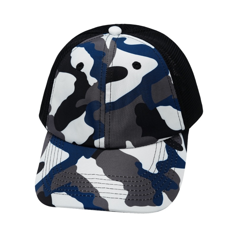 Blank – 6 Panel – Unstructured – Camo – Cream / Gray / Blue / Black (Unisex) – Soft Trucker Mesh
