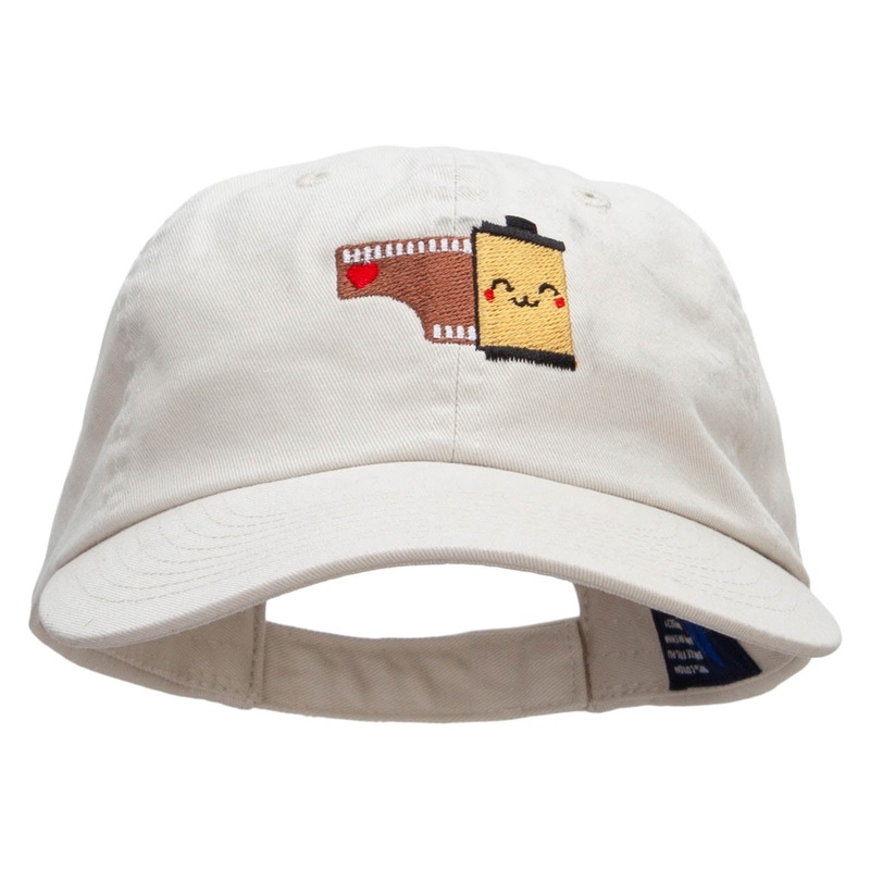 Camera Roll Embroidered Low Profile Dyed Cotton Twill Cap Putty One Size