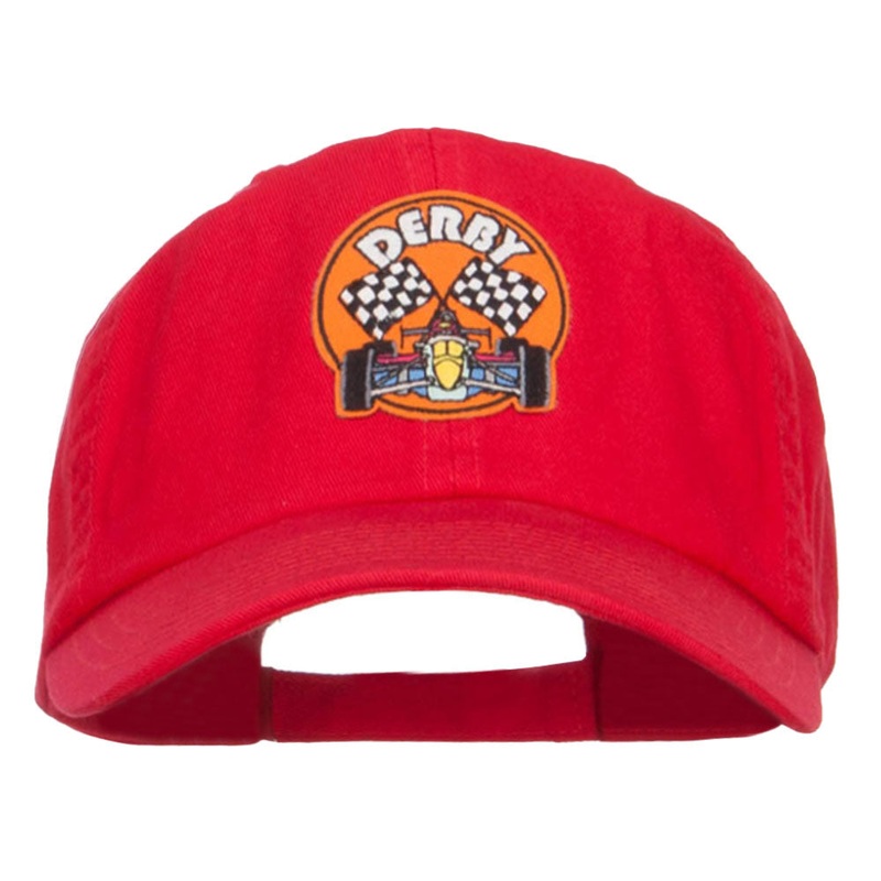 Derby Race Flag Patched Cap Red One Size