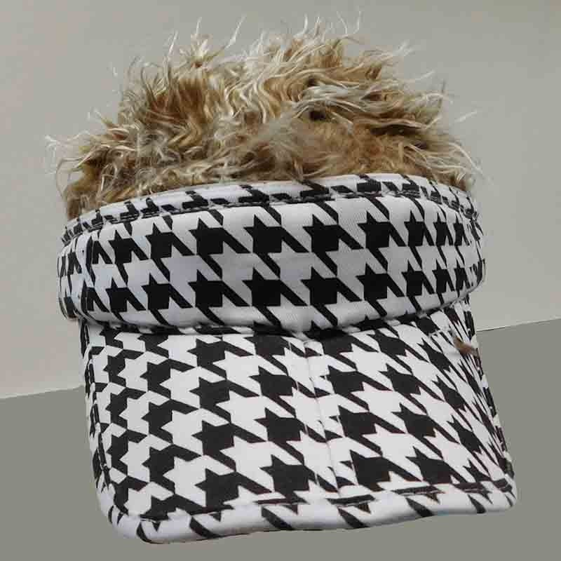 Flair Hair Foldable Men’s Sun Visor Cap – Black & White Chevron Pattern Brown