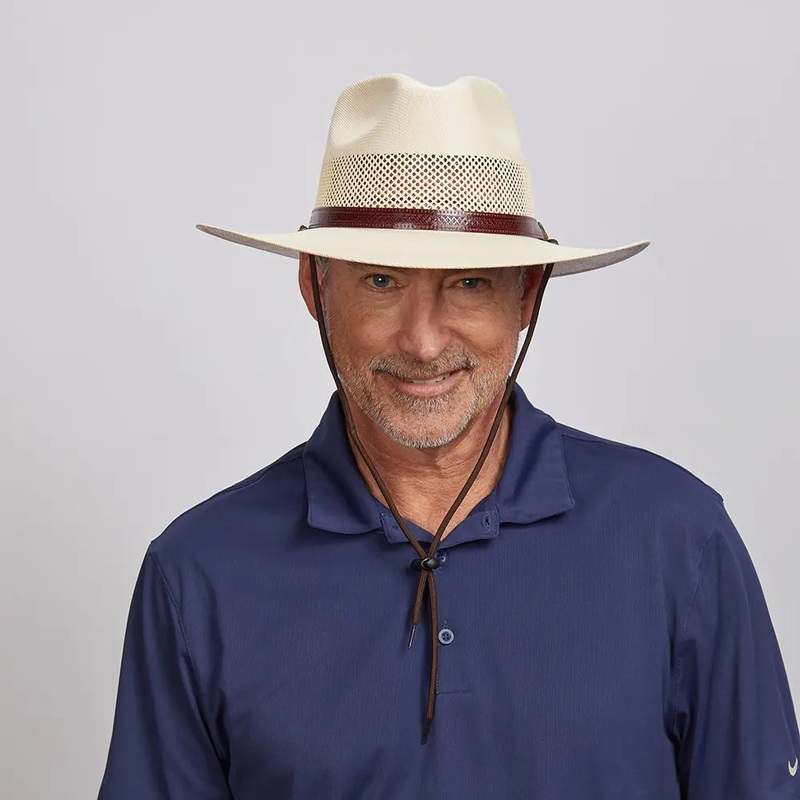 Florence | Mens Wide Brim Firm Straw Sun Hat Cream SM