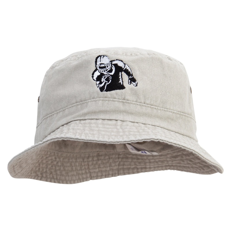 Football Runing Back Embroidered Washed Bucket Hats Beige M-L