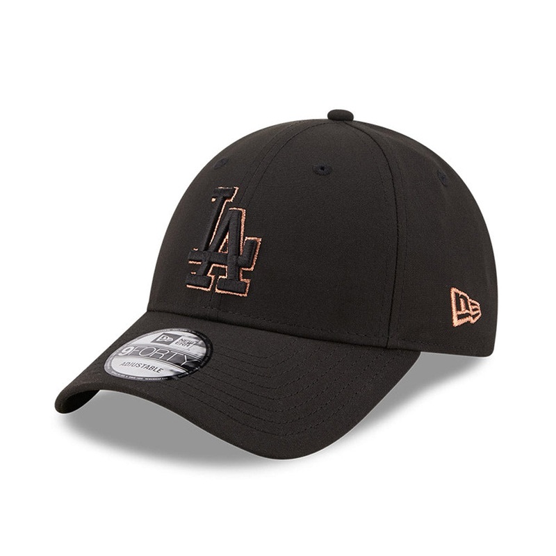 New Era 9FORTY L.A. Dodgers Baseball Cap – MLB Metallic Outline – Black-Rose Gold Adjustable