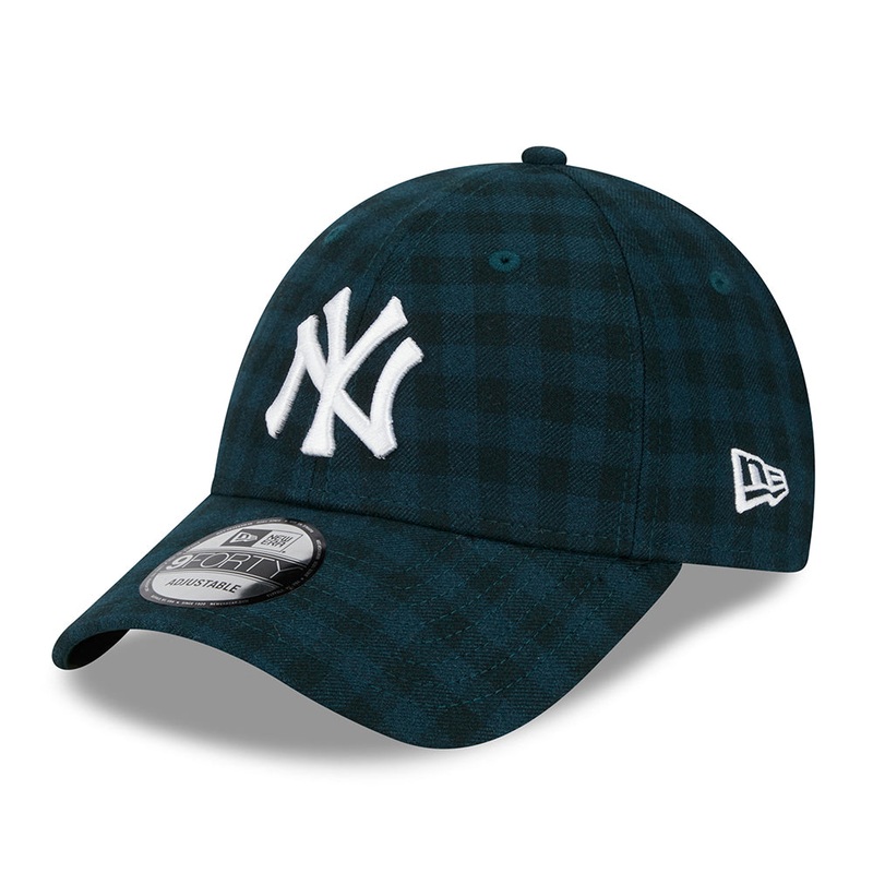 New Era 9FORTY New York Yankees Baseball Cap – MLB Flannel – Dark Green-White Adjustable