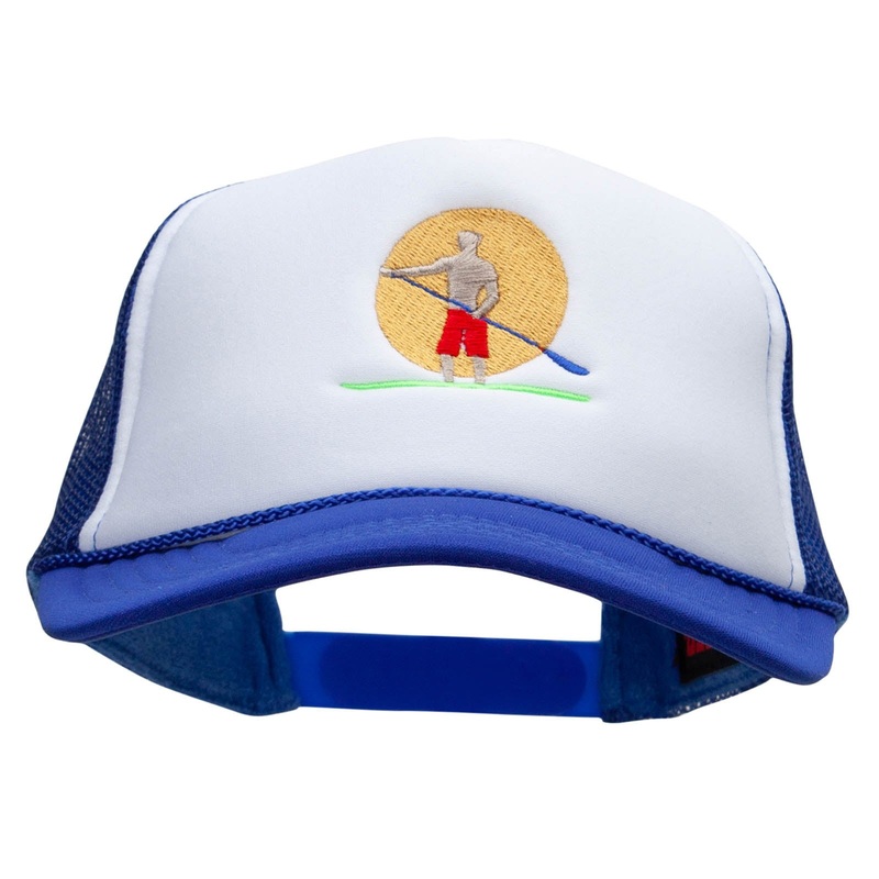 Paddle Boarding Embroidered Foam Panel Mesh Snapback Royal White One Size