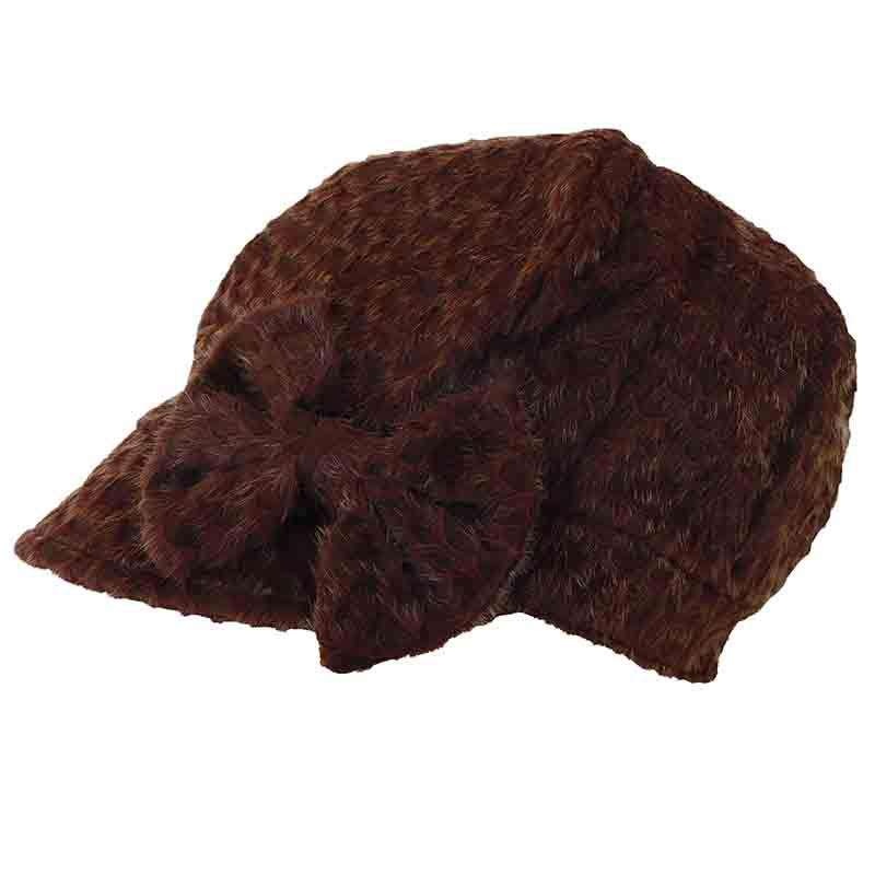 Shaggy Jockey Cap with Bow by JSA Brown