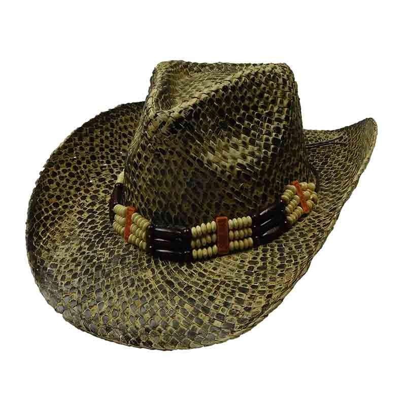 Woven Palm Alligator Skin Cowboy Hat Natural / Black M/L (58.5 cm)