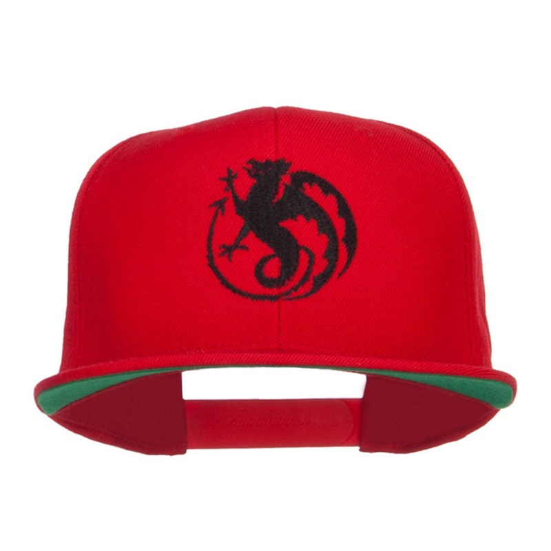 Wyvern Emblem Embroidered Snapback Cap Red One Size