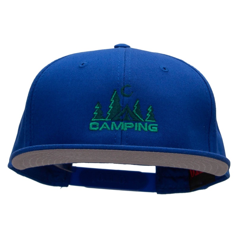 Camping Night Embroidered Prostyle Snapback Cap Royal One Size
