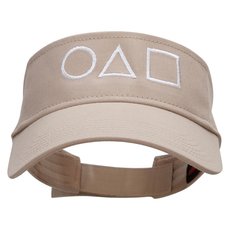 Circle Triangle Square Mascot Embroidered Cotton Twill Sun Visor Khaki One Size