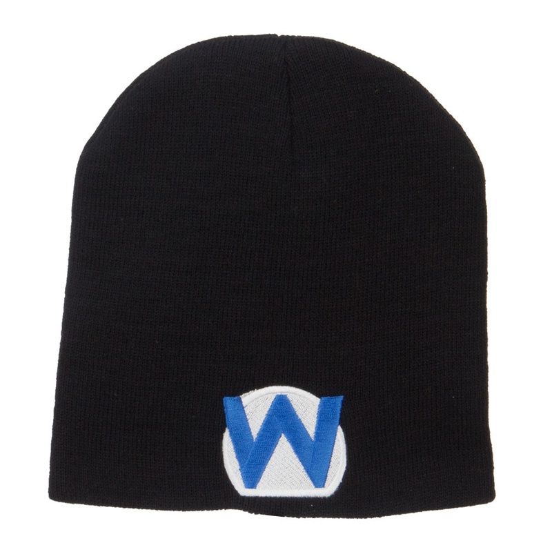 Circle Wario Embroidered Short Beanie Black One Size