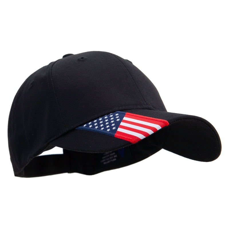 Cotton Twill USA Flag Cap Black One Size