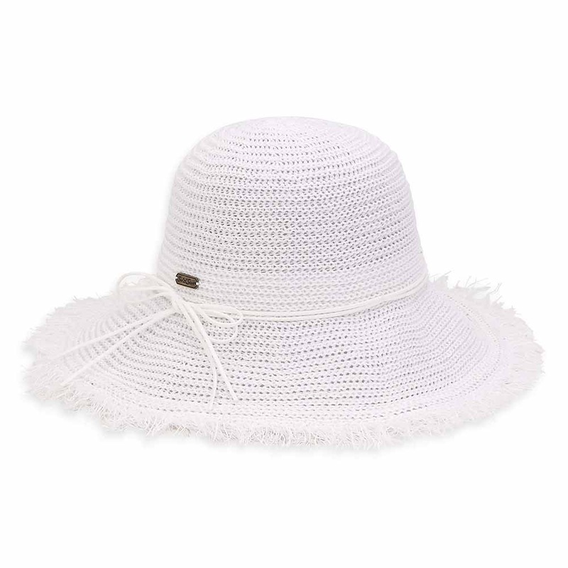 Crocheted White Straw Summer Hat – Sun ‘N’ Sand Hats White Medium (57 cm)