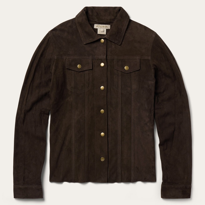 Lambskin Shirt Jacket Brown XS