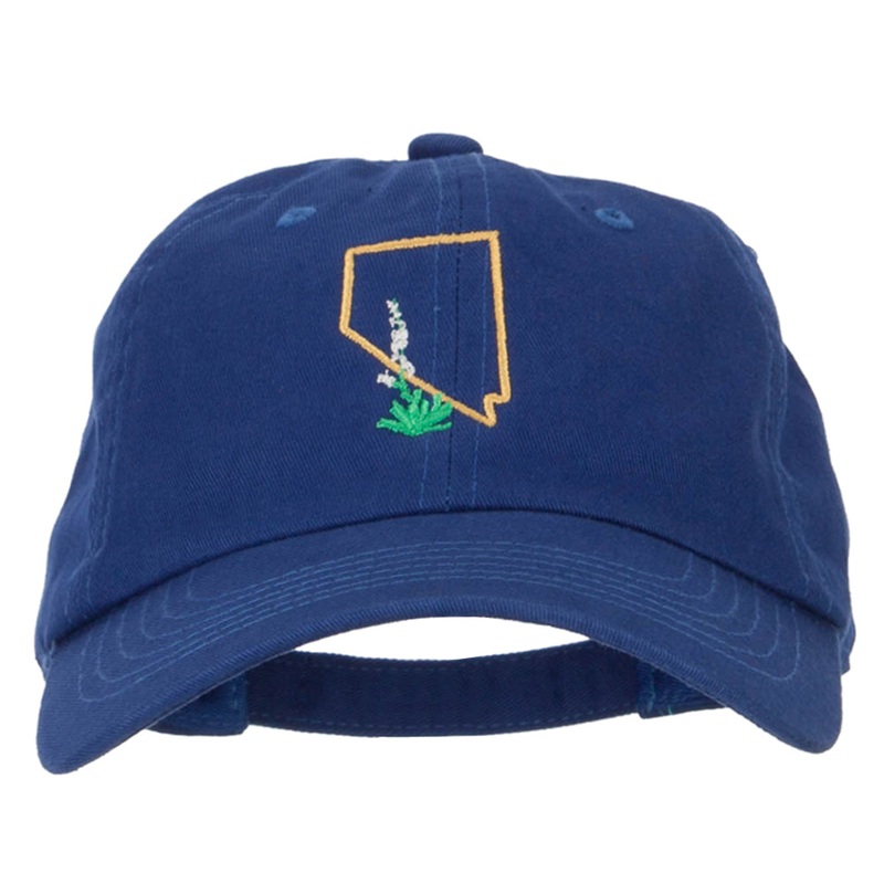 Nevada Sagebrush with Map Embroidered Unstructured Washed Cap Royal One Size
