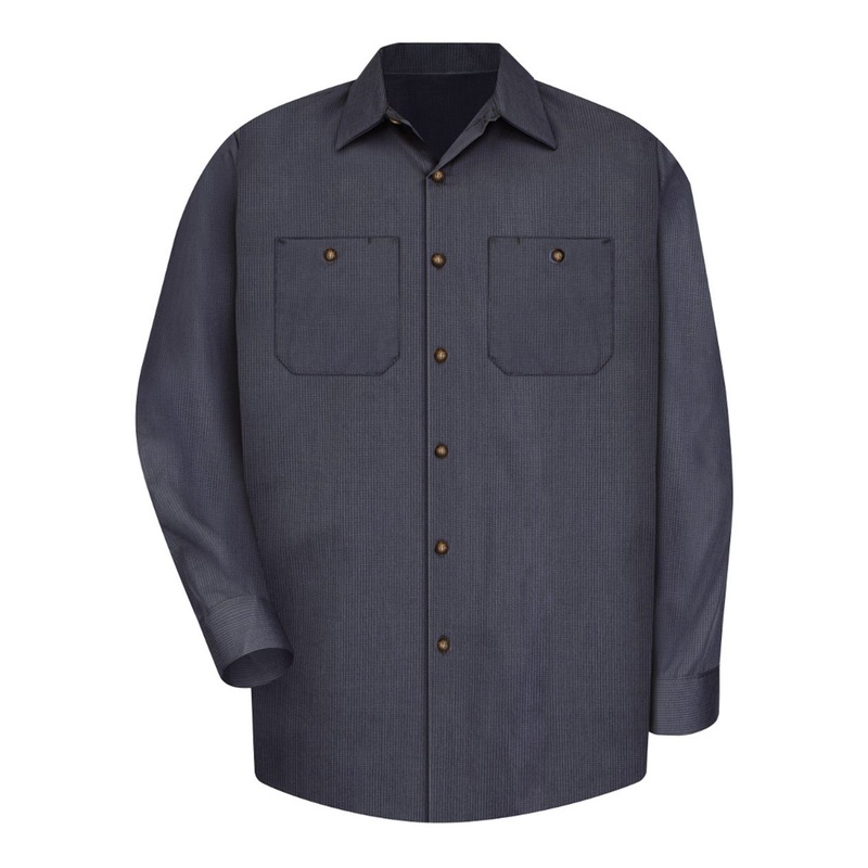 Red Kap SP14 Industrial Long Sleeve Work Shirt – Denim Blue Microcheck Denim Blue Microcheck S