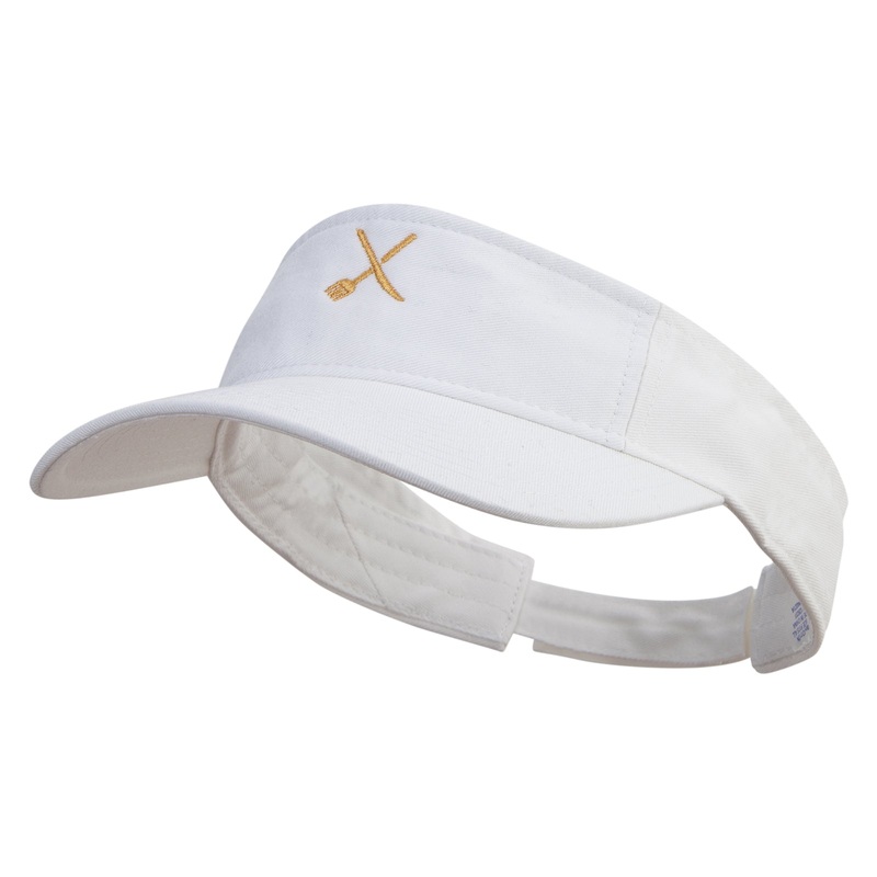 Restaurant Icon Embroidered Pro Style Cotton Twill Washed Visor White One Size