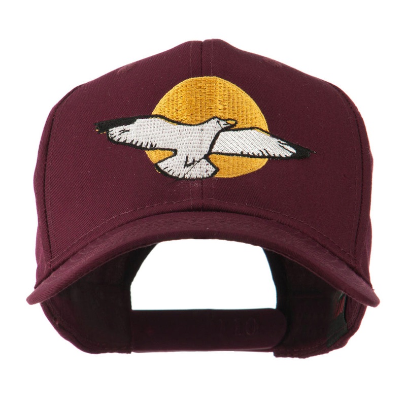 Seagull with Sun Embroidered Cap Maroon One Size