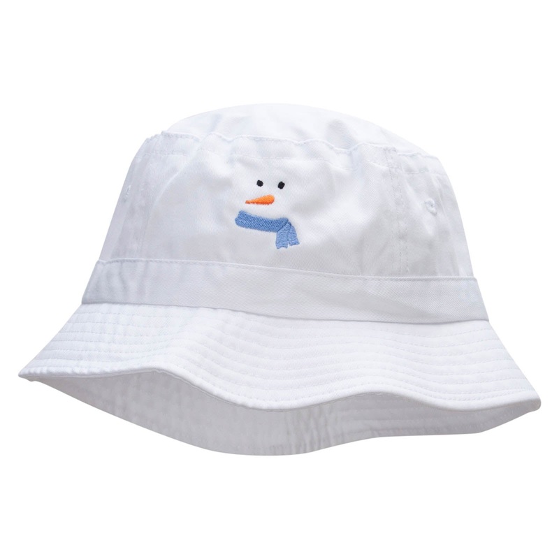 Simplified Snowman Embroidered Bucket Hat White One Size