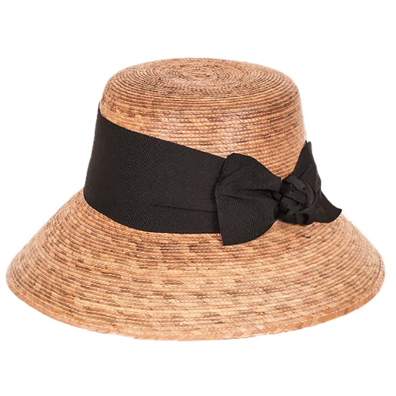 Somerset Palm Leaf Sun Hat with Black Bow – Tula Hats Honey Palm Straw Medium (57 – 58 cm)