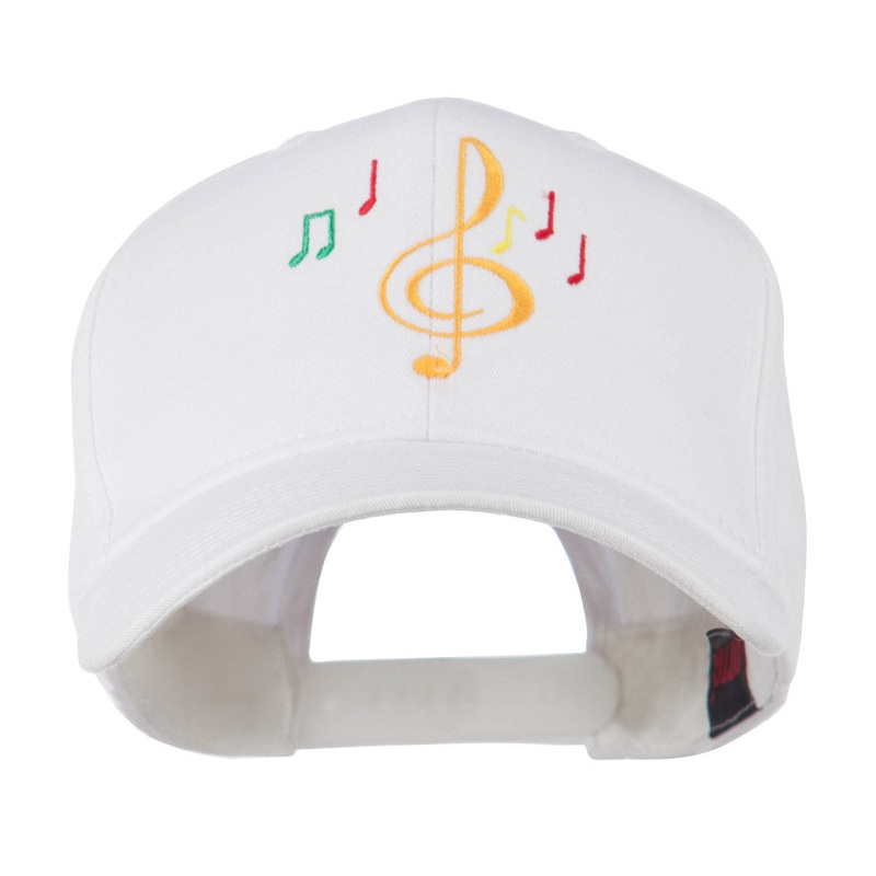 Treble Clef with Notes Embroidered Cap White One Size