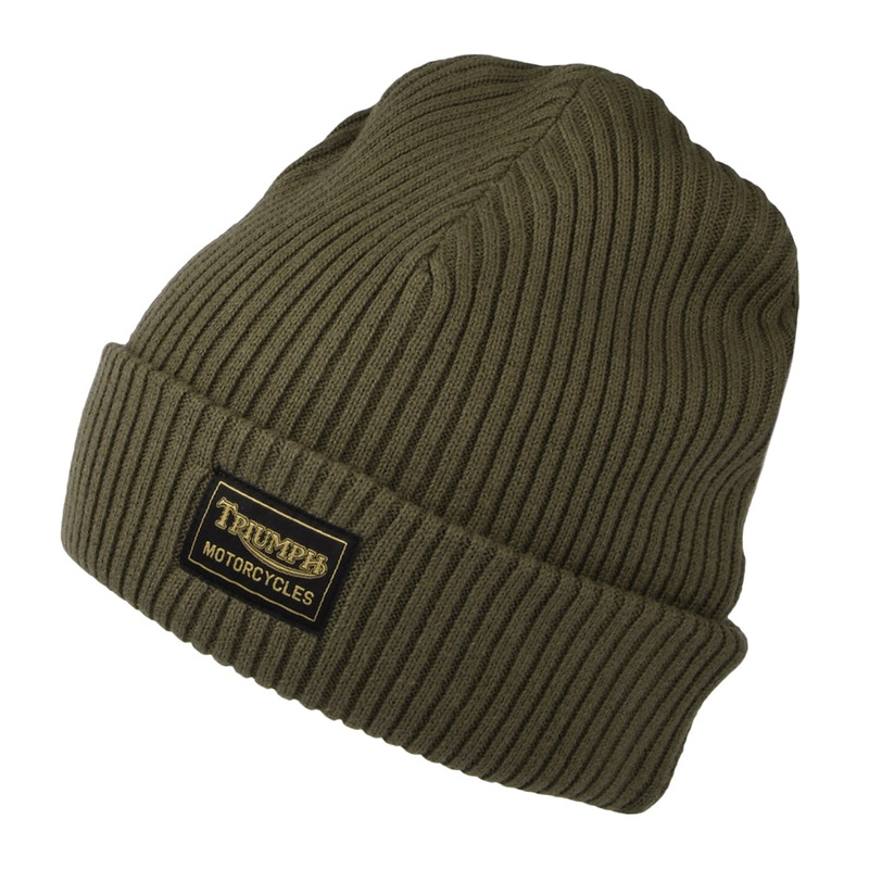 Triumph Motorcycles Larry Cotton Cuffed Beanie Hat – Dark Khaki 1-Size