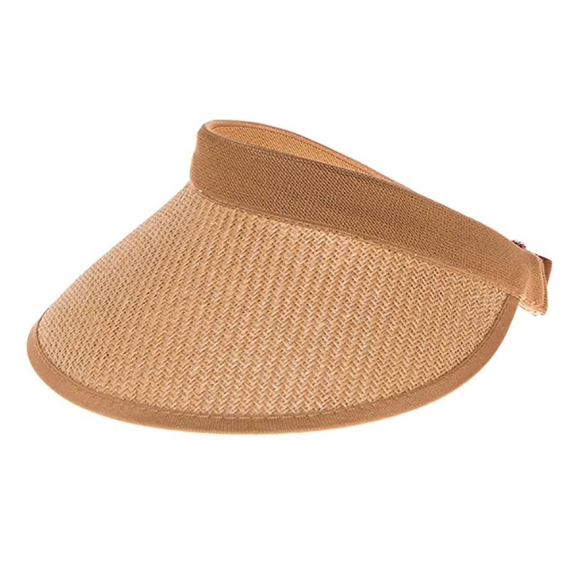 Wide Brim Sun Visor with Elasticized Strap Closure – Boardwalk Style Tan OS