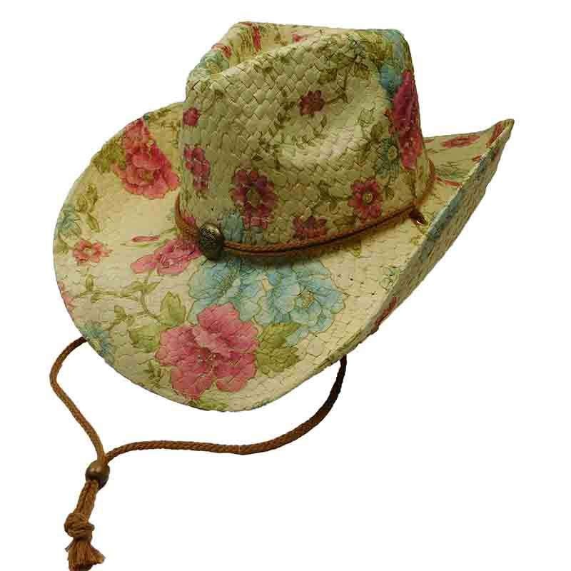 Woven Toyo Floral Cowboy Hat with Chin Cord – Peony Peony
