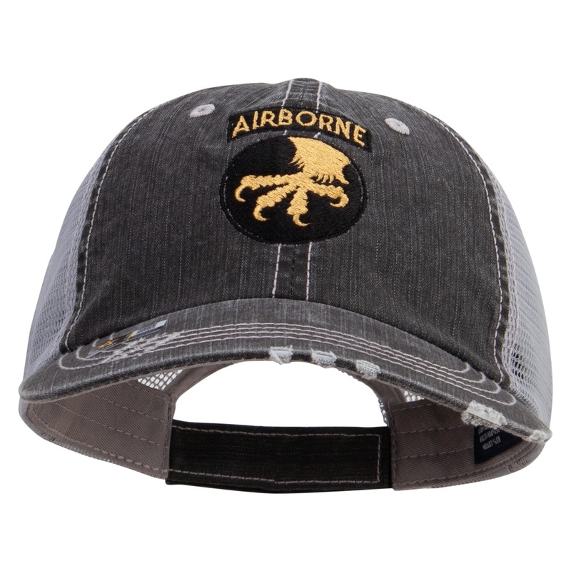17th Airborne Division Embroidered Low Profile Special Cotton Mesh Cap Black One Size