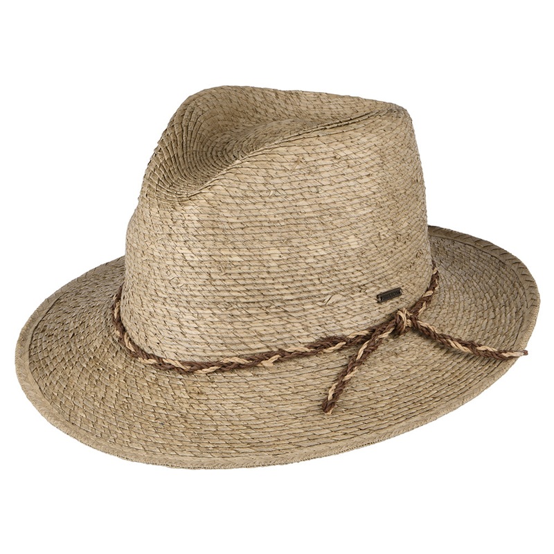 Brixton Hats Messer Western Straw Fedora Hat – Sand Small-56cm