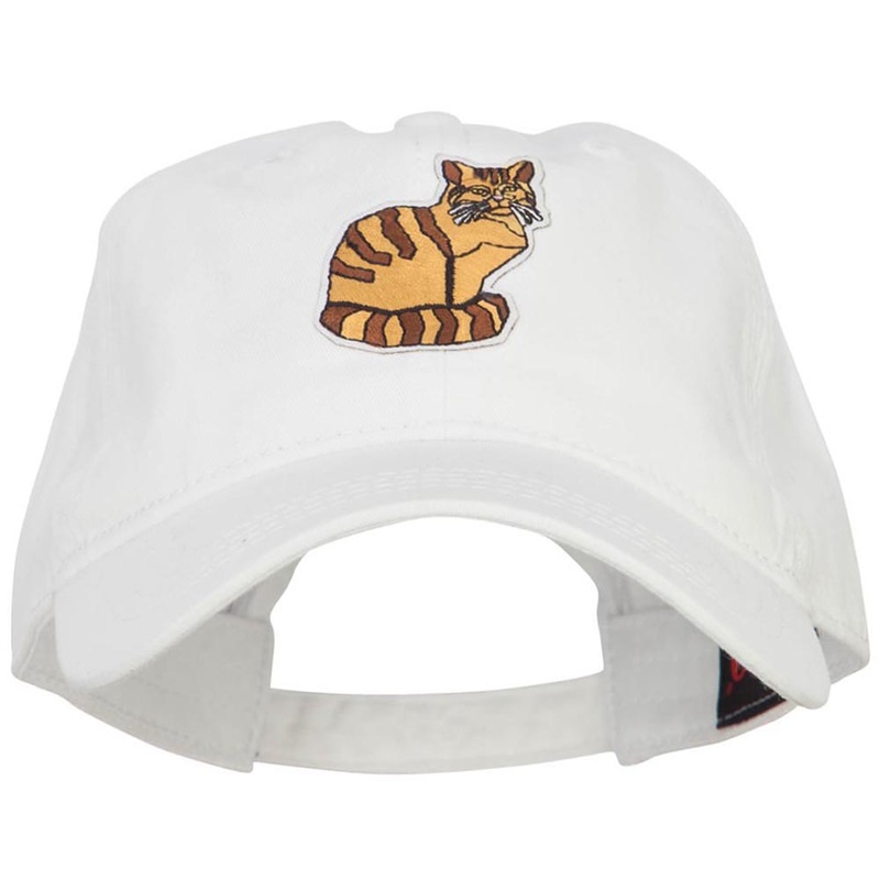 Cat Pet Patched Washed Cotton Twill Cap White One Size