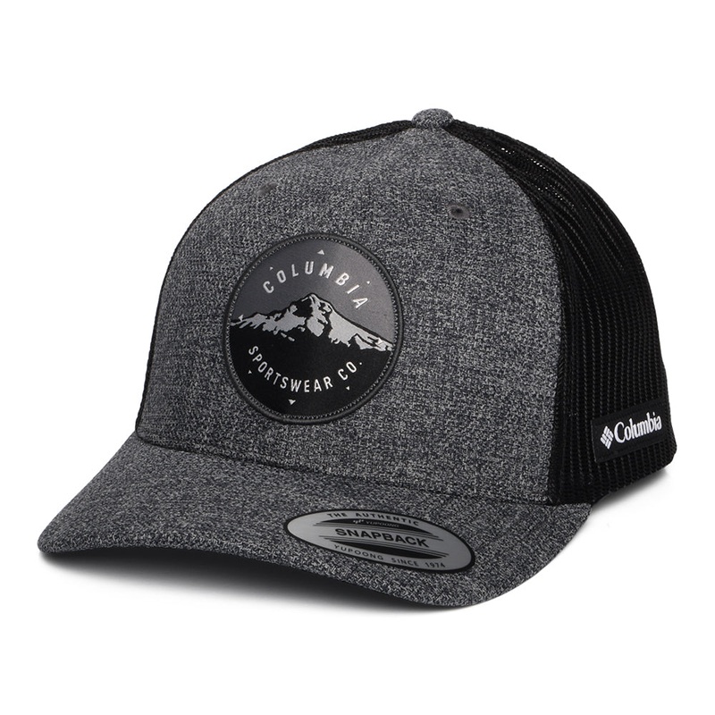 Columbia Hats Mount Hood Circle Mesh Trucker Cap – Charcoal Heather-Black Adjustable