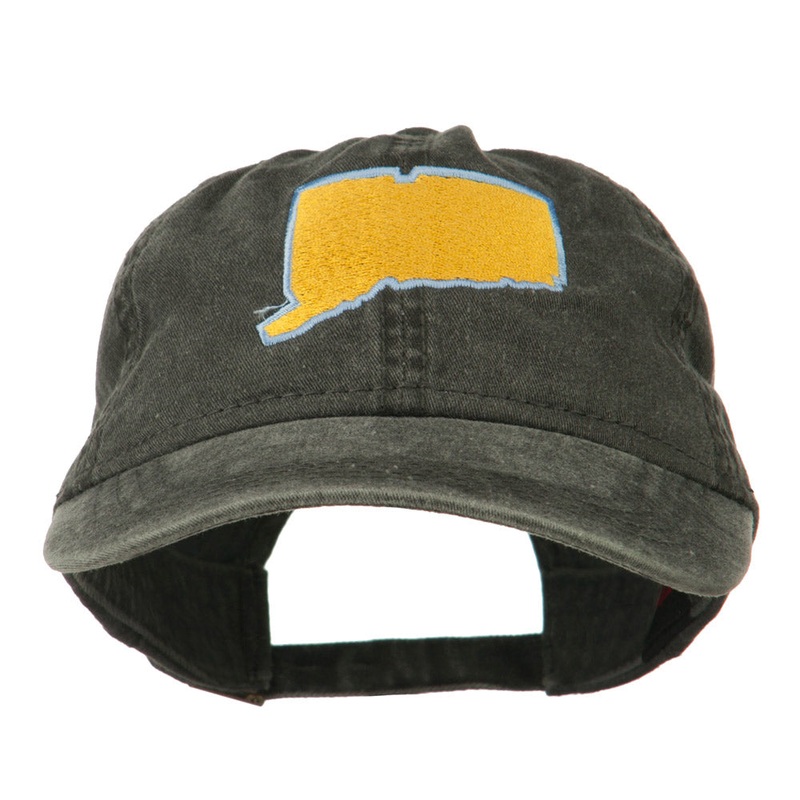 Connecticut State Map Embroidered Washed Cap Black One Size